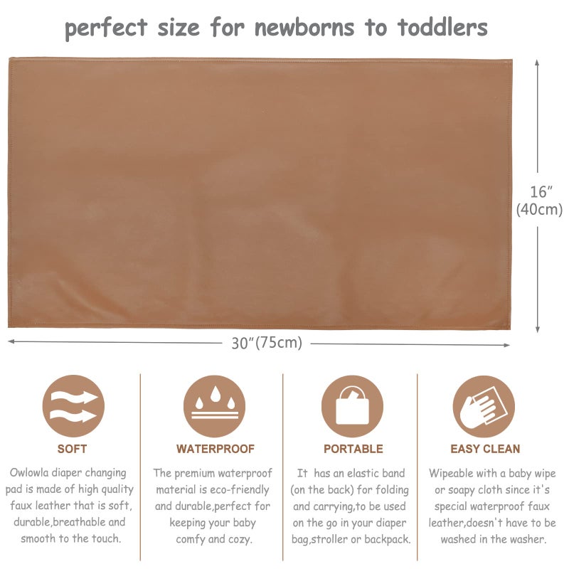 Owlowla Baby Diaper Changing Pad Portable Changing Mat Travel Changing Pad Liner for Baby and Small Toddler(Classic Brown&Brush Strokes) - Image 5